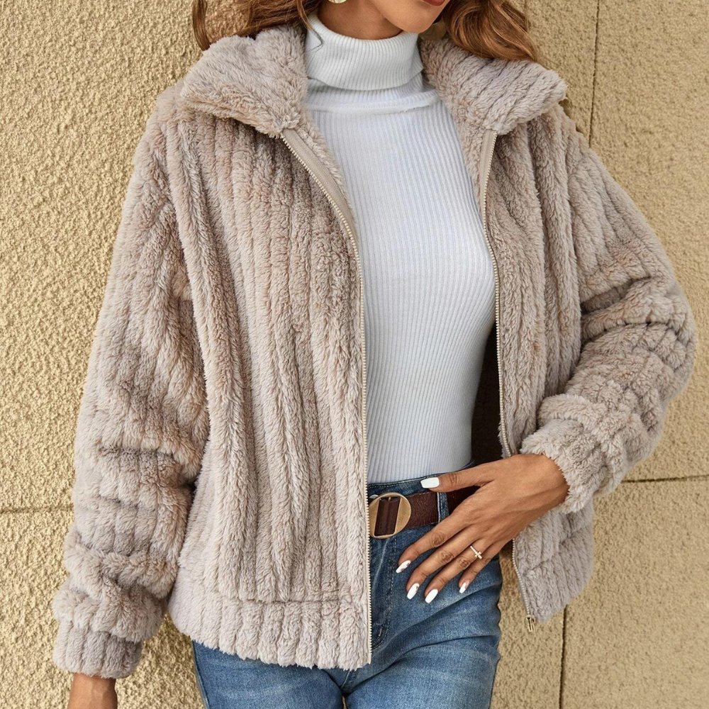 Plüsch-Strickjacke für Damen