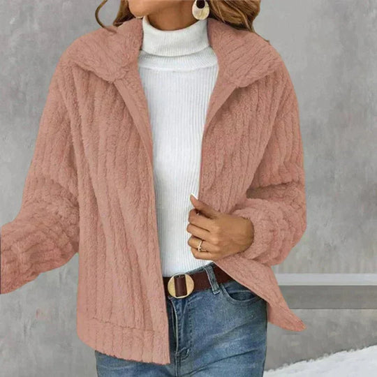 Plüsch-Strickjacke für Damen